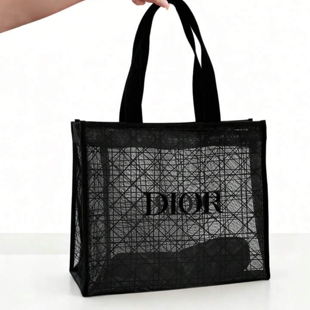 DIOR Beauty Black Mesh Tote Bag New - Picture 4 of 6